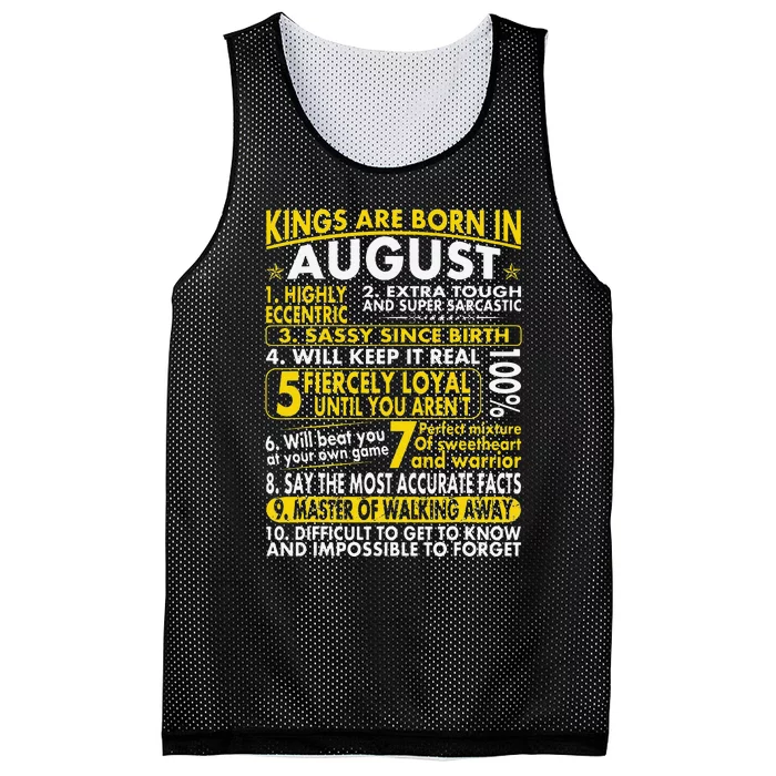 Sassy Loyal Kings Are Born In August Birth Month Mesh Reversible Basketball Jersey Tank