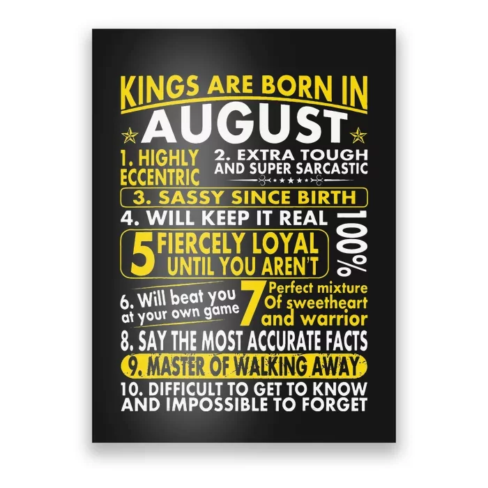 Sassy Loyal Kings Are Born In August Birth Month Poster