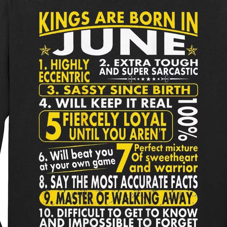 Sassy Loyal Kings Are Born In June Birth Month Tall Long Sleeve T-Shirt