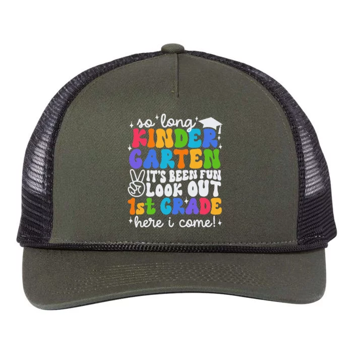 So Long Kindergarten Graduation 1st Grade Here I Come Retro Rope Trucker Hat Cap