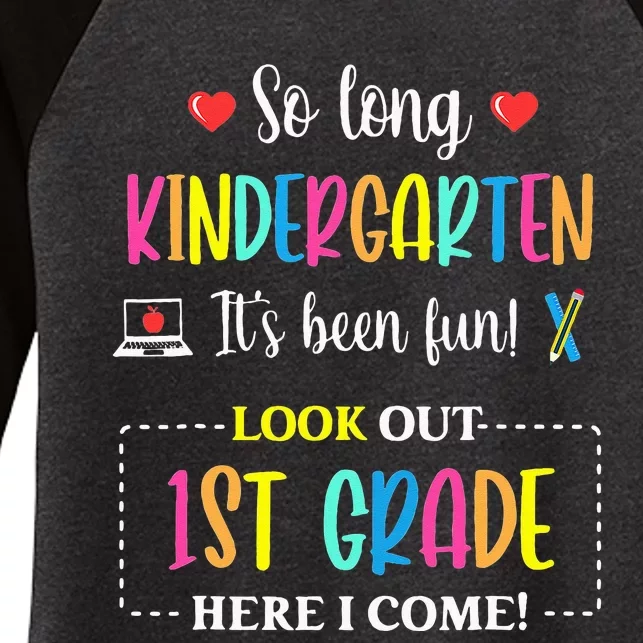 So Long Kindergarten 1st Grade Here I Come Back To School Women's Tri-Blend 3/4-Sleeve Raglan Shirt