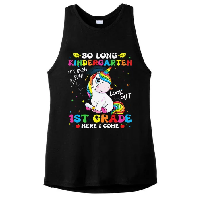 So Long Kindergarten 1st Grade Here I Come Unicorn Ladies Tri-Blend Wicking Tank