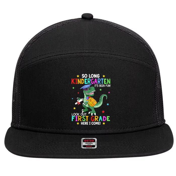 So Long Kindergarten Graduation Class Of Dinosaur 7 Panel Mesh Trucker Snapback Hat