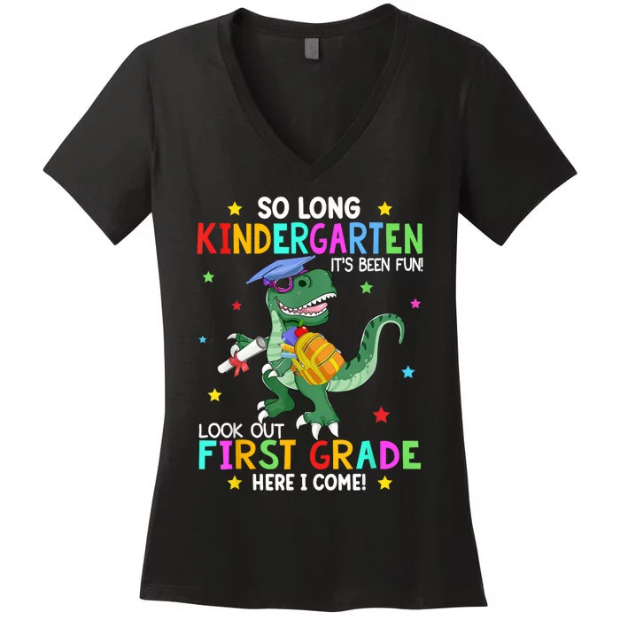 So Long Kindergarten Graduation Class Of Dinosaur Women's V-Neck T-Shirt