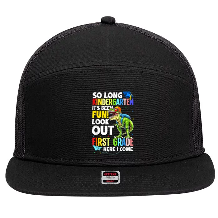 So Long Kindergarten Graduation Class Of Dinosaur 7 Panel Mesh Trucker Snapback Hat