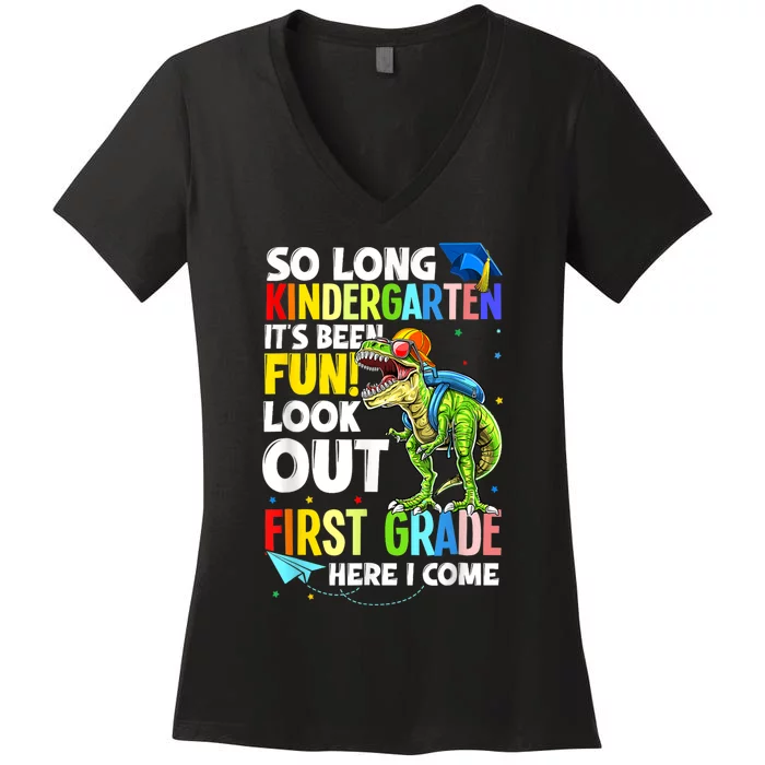 So Long Kindergarten Graduation Class Of Dinosaur Women's V-Neck T-Shirt