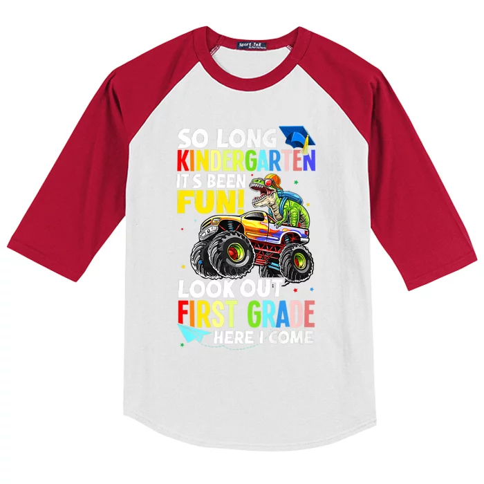 So Long Kindergarten Graduation Class Of Dinosaur Kids Colorblock Raglan Jersey