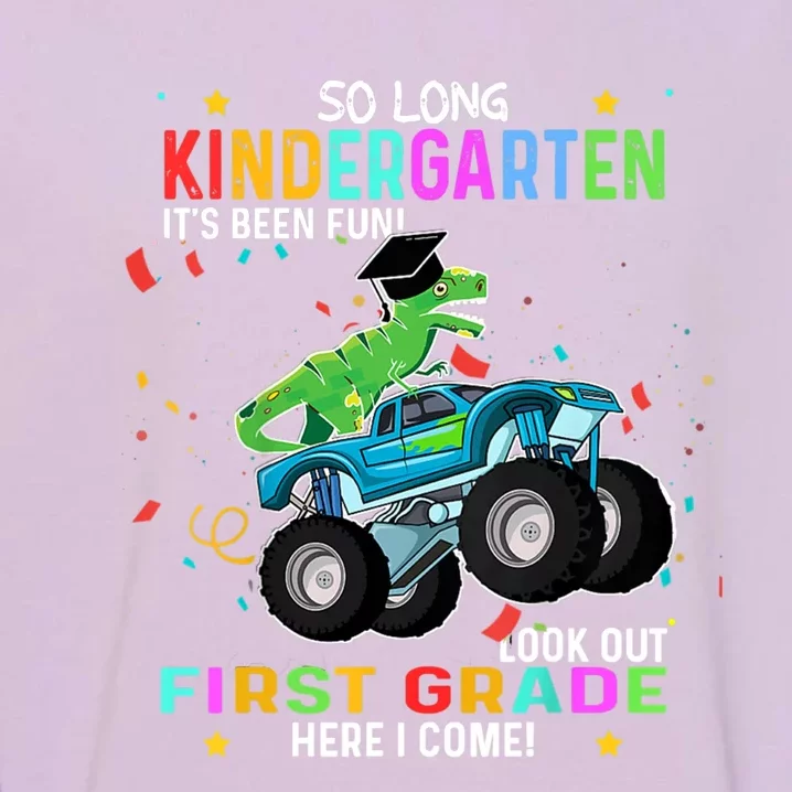 So Long Kindergarten First Day 1st Grade Tgiftrex Monster Truck Meaningful Gift Garment-Dyed Sweatshirt