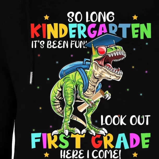 So Long Kindergarten Graduation Class Of Dinosaur Womens Funnel Neck Pullover Hood