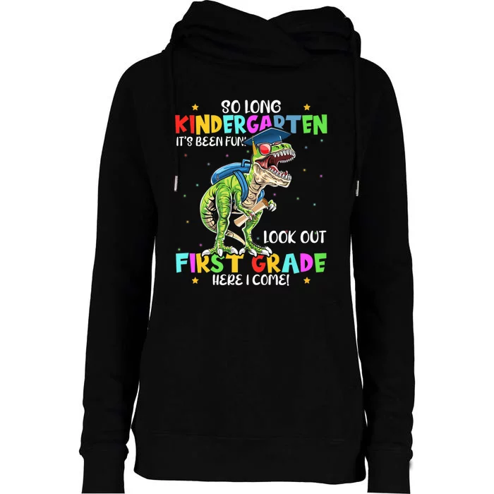 So Long Kindergarten Graduation Class Of Dinosaur Womens Funnel Neck Pullover Hood