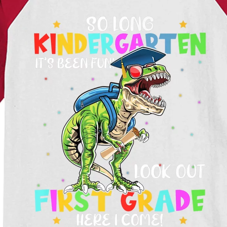 So Long Kindergarten Graduation Class Of Dinosaur Kids Colorblock Raglan Jersey