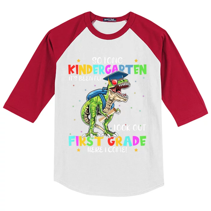 So Long Kindergarten Graduation Class Of Dinosaur Kids Colorblock Raglan Jersey