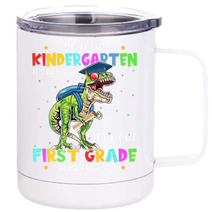 So Long Kindergarten Graduation Class Of Dinosaur Front & Back 12oz Stainless Steel Tumbler Cup