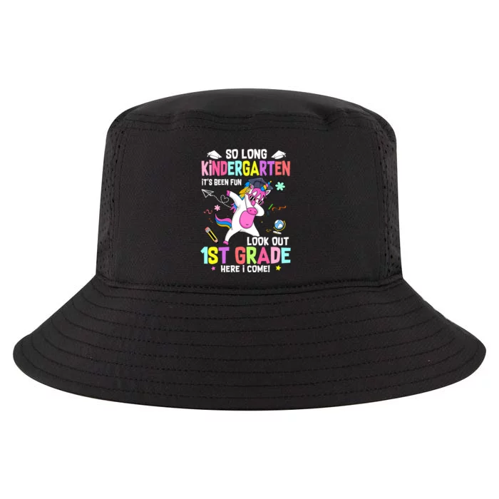 So Long Kindergarten Its Been Fun Look Out 1st Grade Unicorn Cool Comfort Performance Bucket Hat