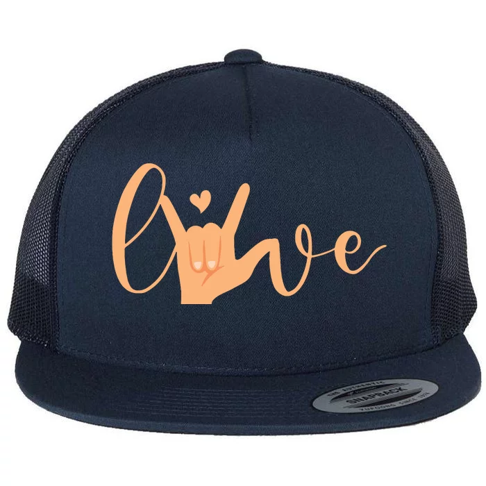 Sign Language Love ASL Gifts For ASL Teacher Deaf Gifts Flat Bill Trucker Hat