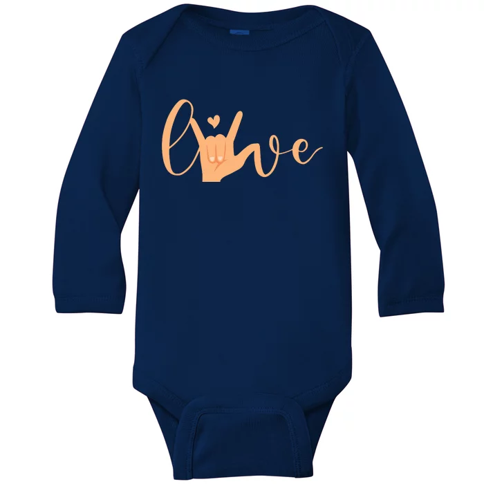 Sign Language Love ASL Gifts For ASL Teacher Deaf Gifts Baby Long Sleeve Bodysuit