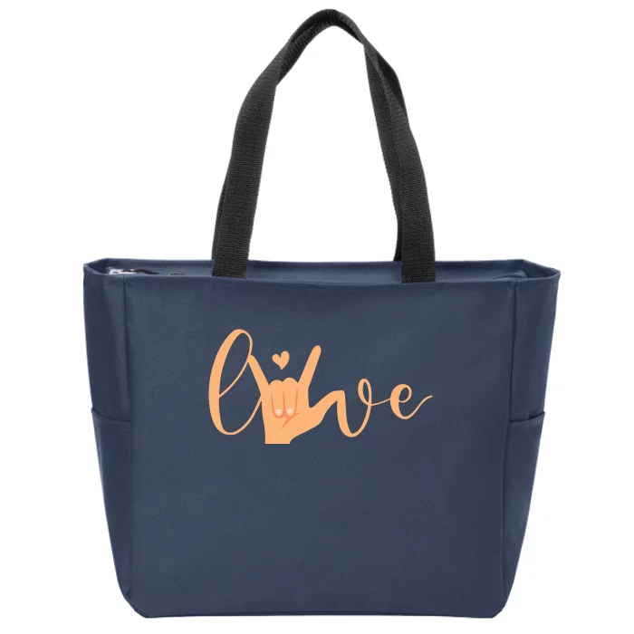 Sign Language Love ASL Gifts For ASL Teacher Deaf Gifts Zip Tote Bag