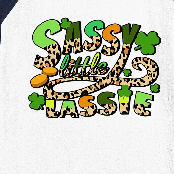 Sassy Little Lassie Shamrock Irish Leopard St. Patricks Day Baseball Sleeve Shirt