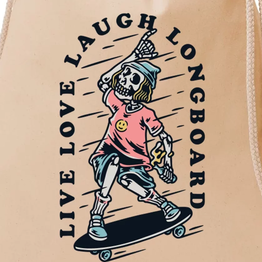 Skeleton Live Love Laugh Longboard Drawstring Bag