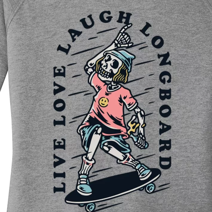 Skeleton Live Love Laugh Longboard Women's Perfect Tri Tunic Long Sleeve Shirt