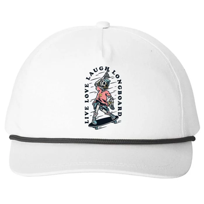 Skeleton Live Love Laugh Longboard Snapback Five-Panel Rope Hat