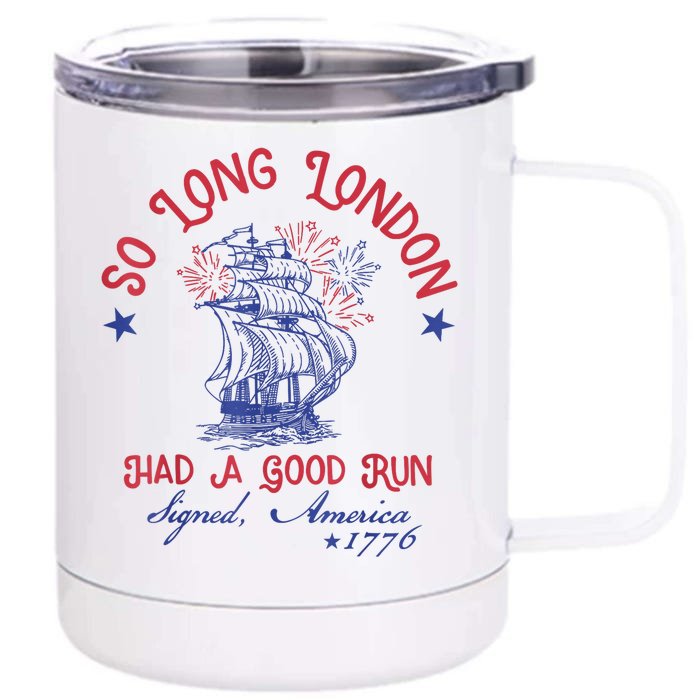 So Long London 4th Of July 1776 Usa Shirts Girl Patriotic Front & Back 12oz Stainless Steel Tumbler Cup