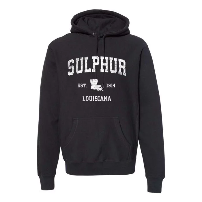 Sulphur Louisiana La Vintage Athletic Sports Premium Hoodie