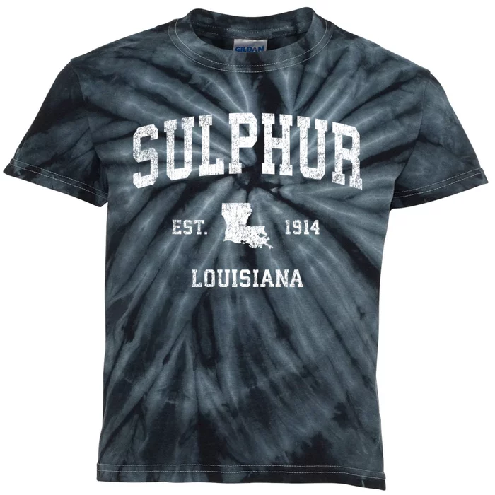 Sulphur Louisiana La Vintage Athletic Sports Kids Tie-Dye T-Shirt