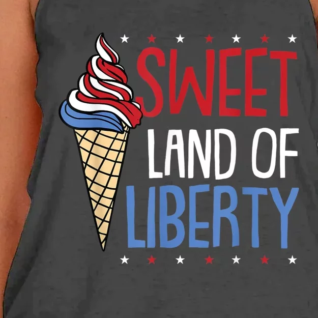 Sweet Land Liberty 4th Of July Cool Patriotic American Women's Knotted Racerback Tank