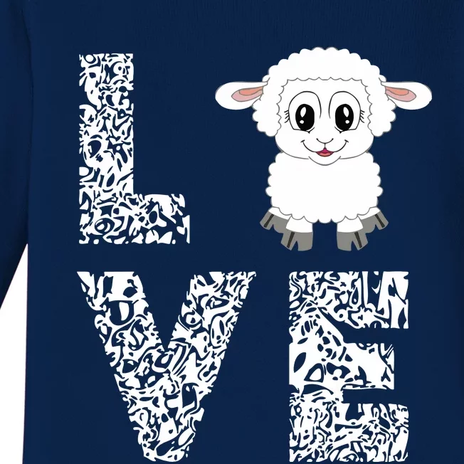 Sheepp Lamb Love Livestock Farmer Cattle Sketch Baby Long Sleeve Bodysuit