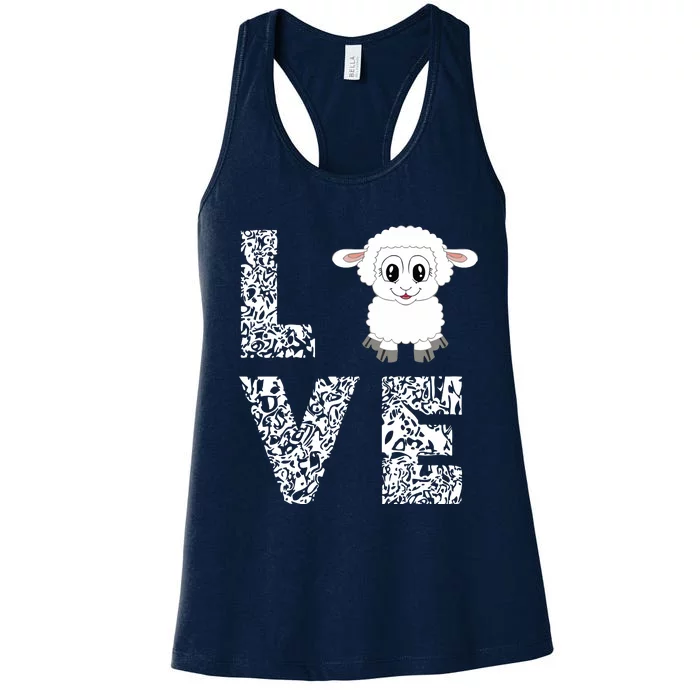 Sheepp Lamb Love Livestock Farmer Cattle Sketch Women's Racerback Tank