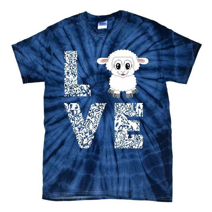 Sheepp Lamb Love Livestock Farmer Cattle Sketch Tie-Dye T-Shirt