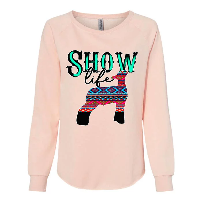 Show Life Livestock Lamb Show Market Aztec Serape Womens California Wash Sweatshirt