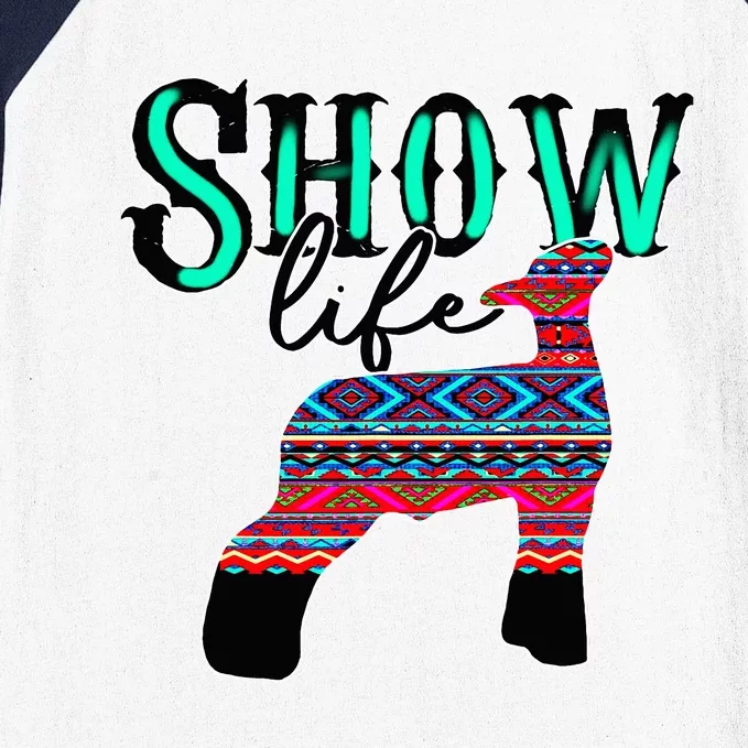 Show Life Livestock Lamb Show Market Aztec Serape Baseball Sleeve Shirt