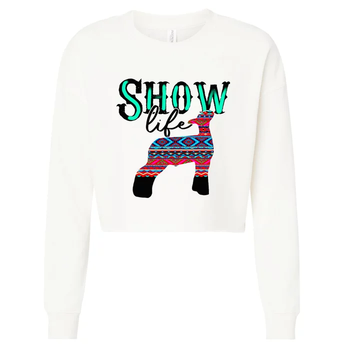 Show Life Livestock Lamb Show Market Aztec Serape Cropped Pullover Crew