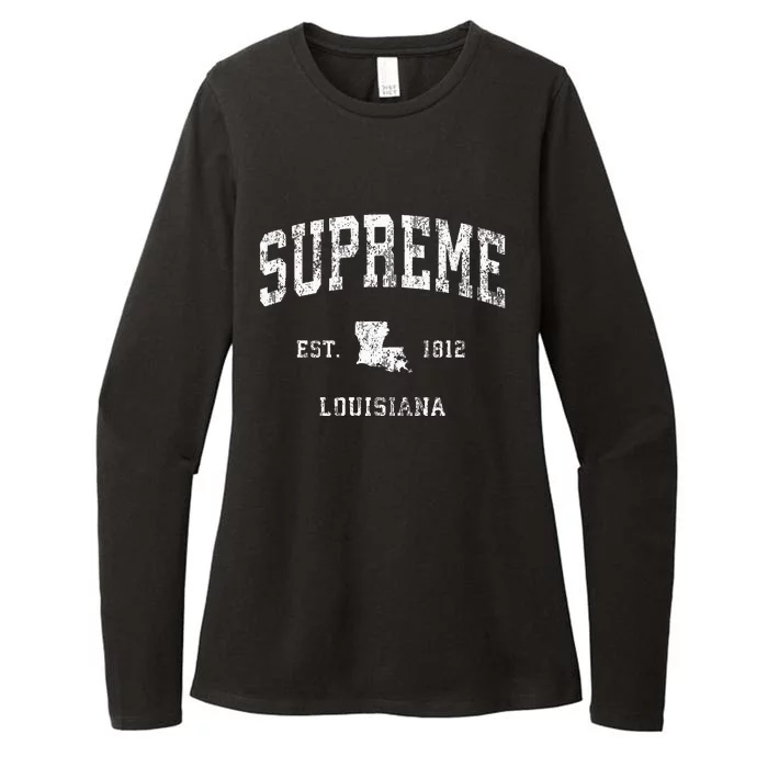 Supreme Louisiana La Vintage Athletic Sports Design Womens CVC Long Sleeve Shirt