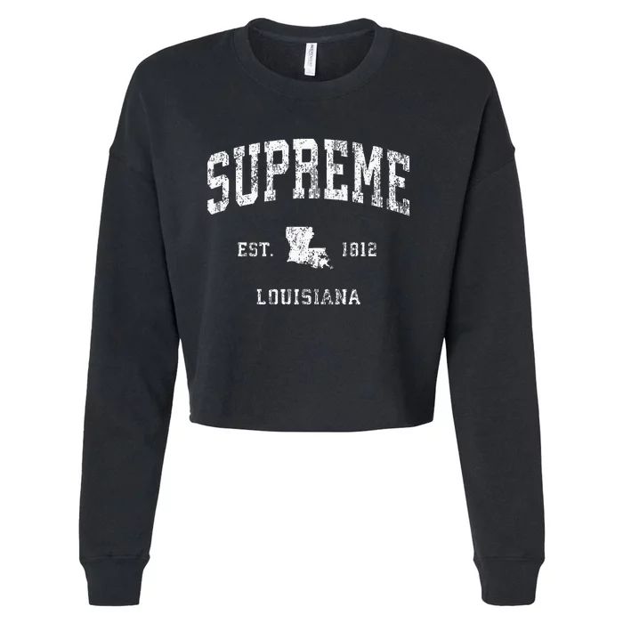 Supreme Louisiana LA Vintage Athletic Sports Cropped Pullover Crew