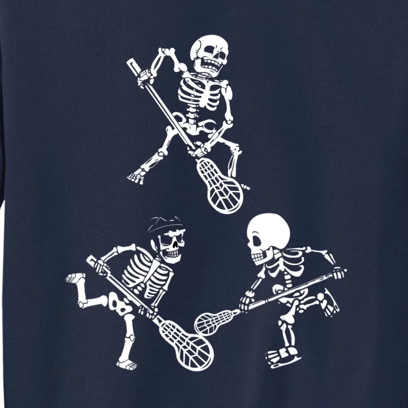 Skeleton Lacrosse Lover Spooky Vibes Halloween Costume Tall Sweatshirt