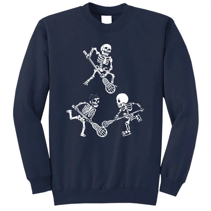 Skeleton Lacrosse Lover Spooky Vibes Halloween Costume Tall Sweatshirt