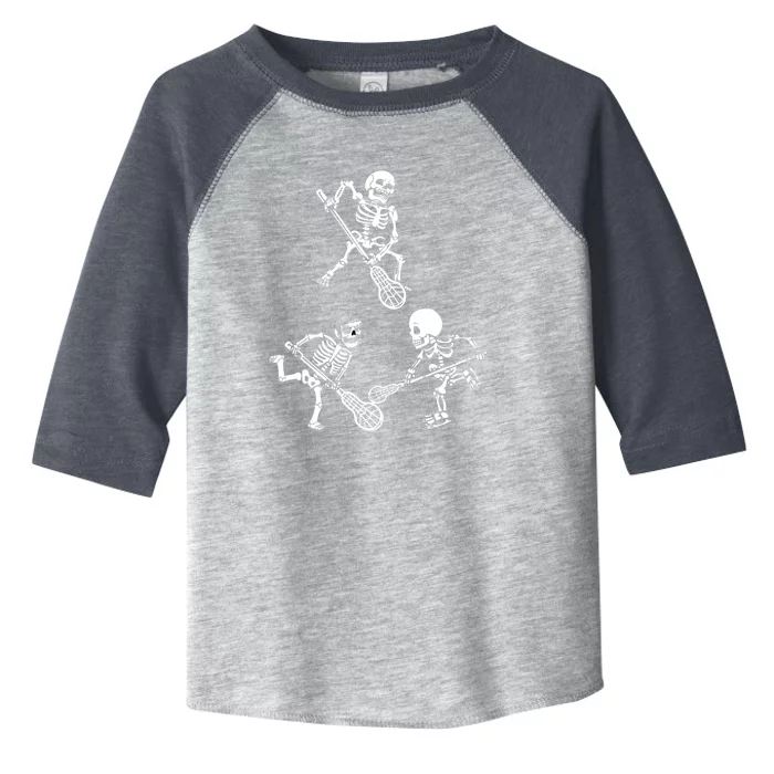 Skeleton Lacrosse Lover Spooky Vibes Halloween Costume Toddler Fine Jersey T-Shirt