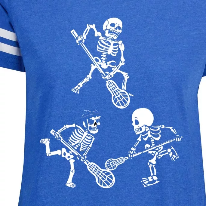 Skeleton Lacrosse Lover Spooky Vibes Halloween Costume Enza Ladies Jersey Football T-Shirt