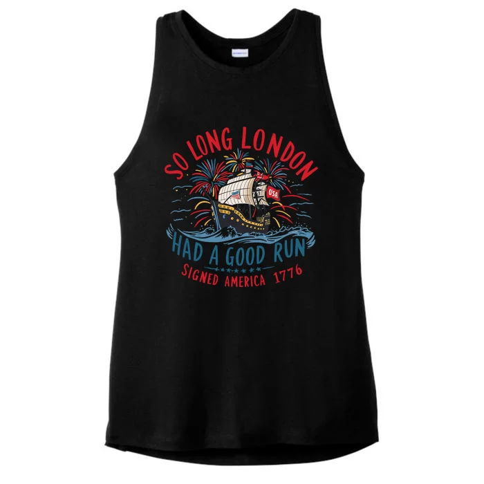 So Long London Had A Good Run Funny 4th Of July Ladies Tri-Blend Wicking Tank