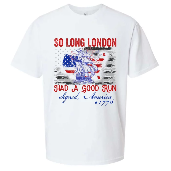 So Long London Funny 4th Of July Design Sueded Cloud Jersey T-Shirt