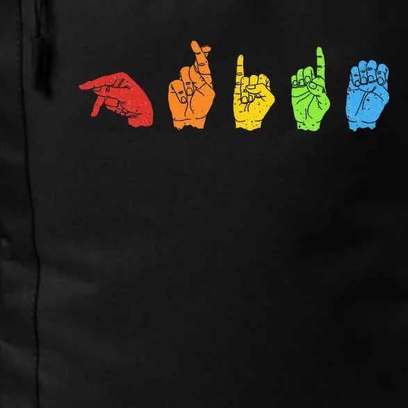 Sign Language LGBTQ Pride Gay Rainbow Deaf ASL Mute Ally Daily Commute Backpack