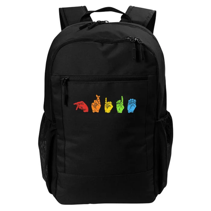 Sign Language LGBTQ Pride Gay Rainbow Deaf ASL Mute Ally Daily Commute Backpack