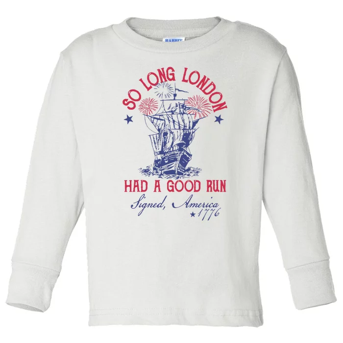 So Long London 4 Of July Toddler Long Sleeve Shirt