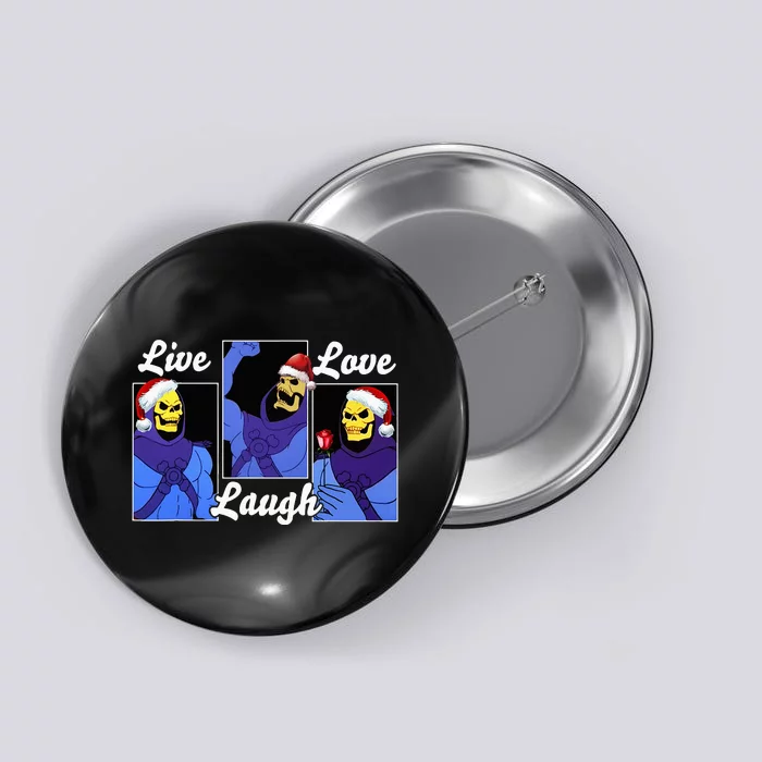 Skeleton Live Laugh Love Funny Hat Christmas Button