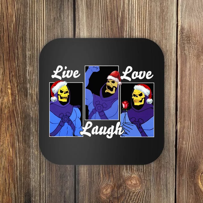 Skeleton Live Laugh Love Funny Hat Christmas Coaster