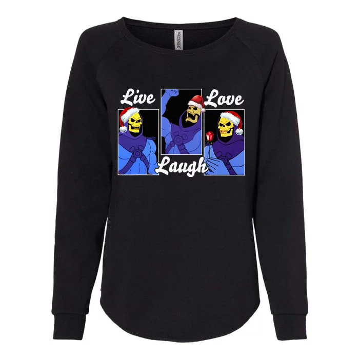 Skeleton Live Laugh Love Funny Hat Christmas Womens California Wash Sweatshirt