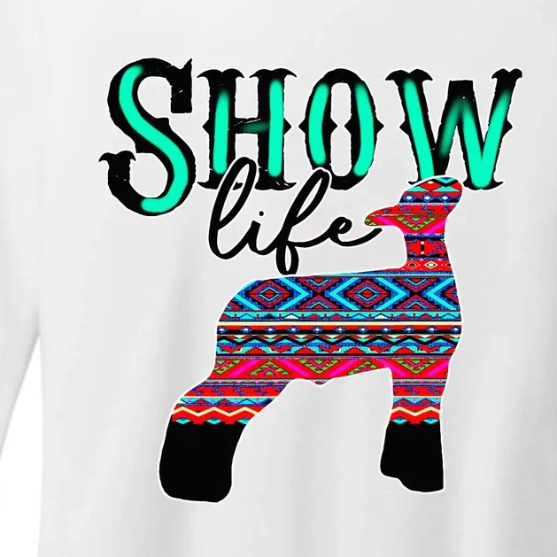 Show Life Livestock Lamb Show Market Aztec Serape Womens CVC Long Sleeve Shirt